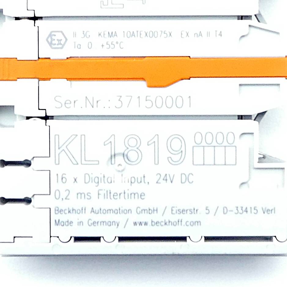 Beckhoff KL1819, Busklemme, 16-Kanal-Digital-Eingang, 24V DC, 0,2 ms-1