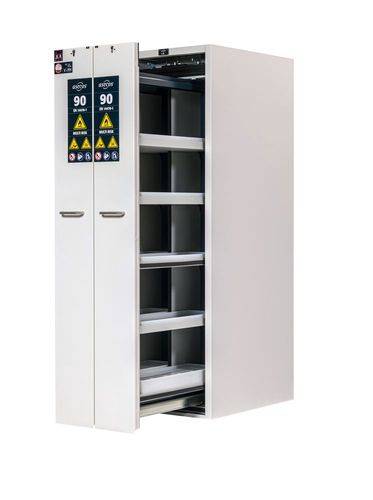 asecos MULTIRISK-Gefahrstoffschrank, feuerbeständig, mit Vertikalauszug, grau-0