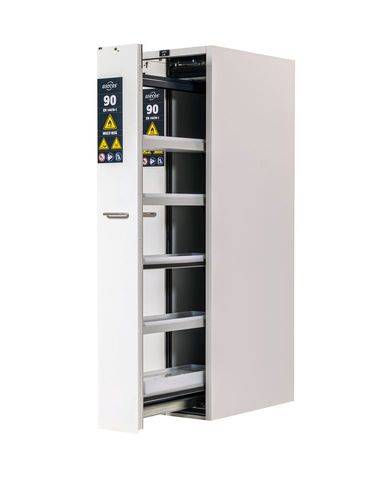 asecos MULTIRISK-Gefahrstoffschrank, feuerbeständig, mit Vertikalauszug, grau-1