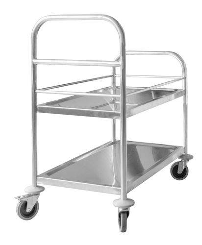 Kongamek Edelstahl-Etagenwagen, 2 Böden, 100 kg, 805 x 460 x 890 mm, 4 Lenkrollen PP, mit Bremse-0