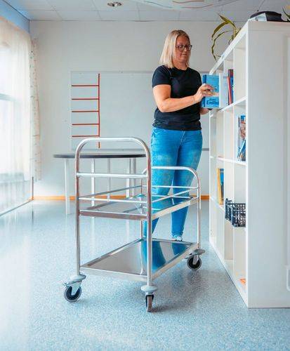 Kongamek Edelstahl-Etagenwagen, 2 Böden, 100 kg, 805 x 460 x 890 mm, 4 Lenkrollen PP, mit Bremse-2
