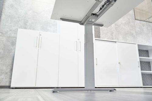 Höhenverstellbarer Schreibtisch, elektrisch, Memory-Schalter, C-Fuß, 1600 x 800 mm, eiche/silber-2
