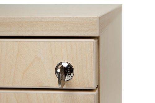 Standcontainer, 4 Schübe, 1/3/3/3/3 HE, Chromgriff, 428 x 800 x 720 mm, asteiche-1