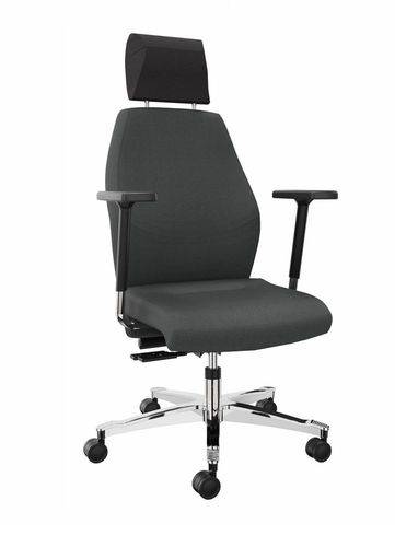 Dauphin Arbeitsstuhl XXL, mit Nackenstütze, Bezugsstoff grau, mit Lumbalstütze-0