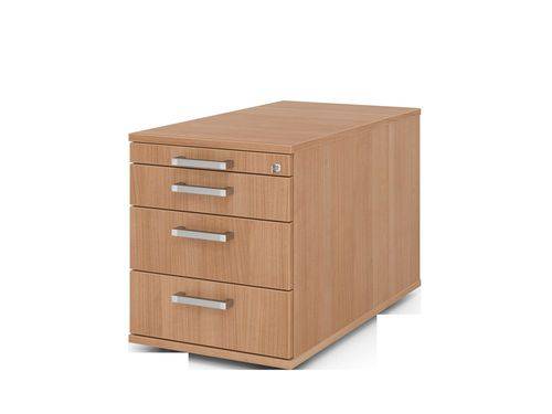 Rollcontainer, 3 Schübe, 1/2/3/3 HE, Chromgriff, 428 x 800 x 512 mm, nussbaum-0
