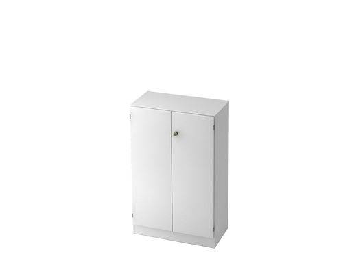 Büroschrank, für Akten/Ordner, Sockelblende, abschließbar, 800 x 420 x 1270 mm, weiß/weiß-0