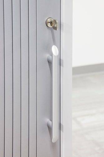 Rollladenschrank, horizontal, für Akten und Ordner, 1200 x 400 x 748 mm, nussbaum/silber-2