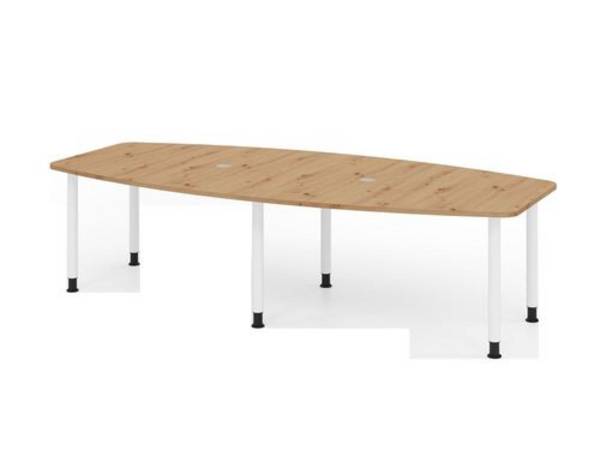Konferenztisch, Tonnenform, Sechs-Fuß-Gestell, 2800 x 1300 x 720 mm, asteiche/weiß