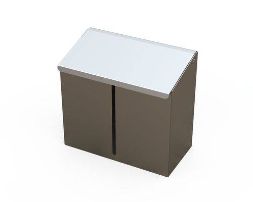 Reinraum-Spenderbox aus Edelstahl, mit Deckel, Füllstandsanzeige vorne, 240 x 130 x 200 mm-0