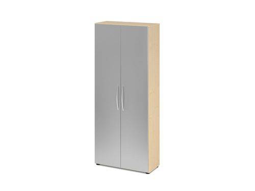Büroschrank, für Akten/Ordner, 4 Fachböden, Bogengriff, 800 x 346 x 1880 mm, ahorn/silber-0
