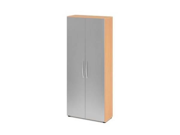 Büroschrank, für Akten/Ordner, 4 Fachböden, Bogengriff, 800 x 346 x 1880 mm, buche/silber