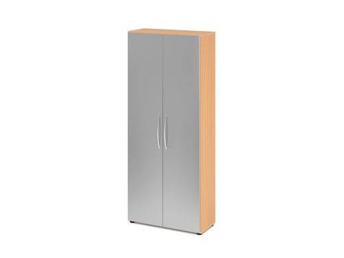 Büroschrank, für Akten/Ordner, 4 Fachböden, Bogengriff, 800 x 346 x 1880 mm, buche/silber-0