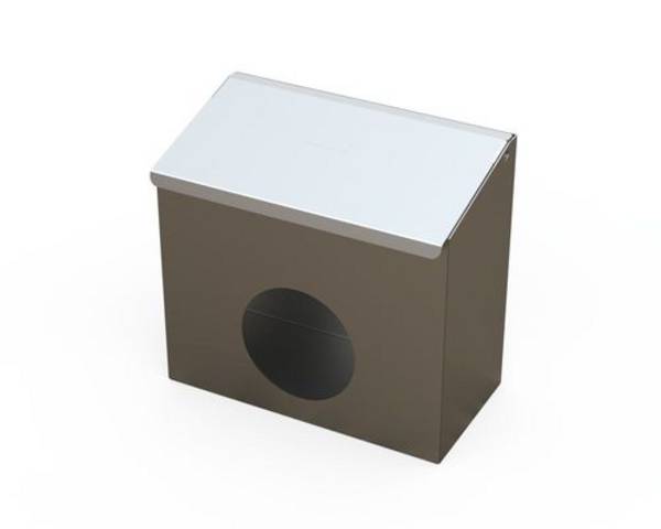Reinraum-Spenderbox aus Edelstahl, mit Deckel, Entnahmeöffnung rund, 320 x 160 x 260 mm