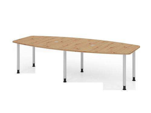 Konferenztisch, Tonnenform, Sechs-Fuß-Gestell, 2800 x 1300 x 720 mm, asteiche/silber-0