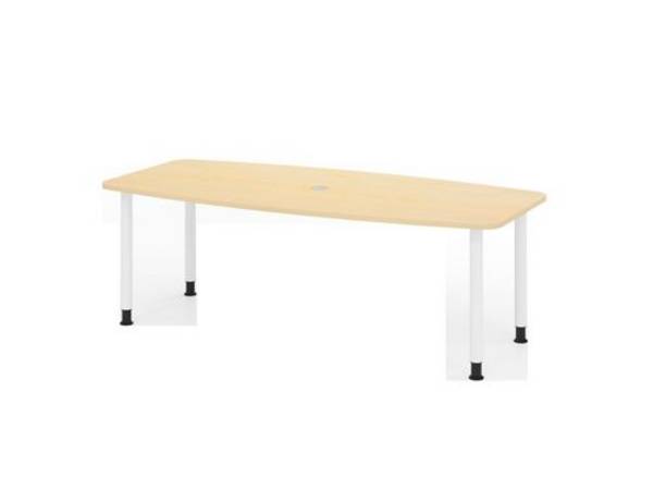Konferenztisch, Tonnenform, Vier-Fuß-Gestell, 2200 x 1030/830 x 720 mm, ahorn/weiß