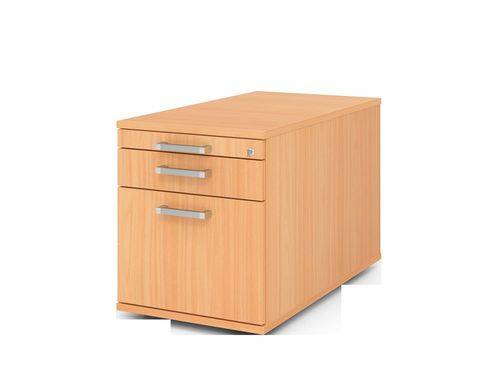 Rollcontainer mit Hängeregistratur, 1 Schub, 1/2/6 HE, Chromgriff, 428 x 800 x 512 mm, buche