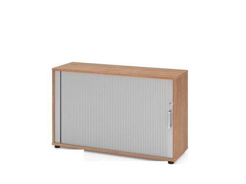 Rollladenschrank, horizontal, für Akten und Ordner, 1200 x 400 x 748 mm, nussbaum/silber-0