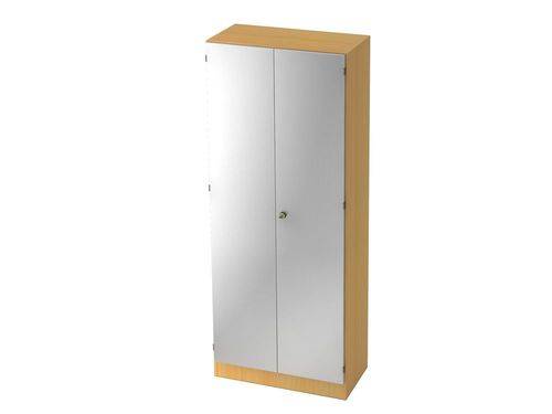 Büroschrank, für Akten/Ordner, Sockelblende, abschließbar, 800 x 420 x 2004 mm, buche/silber-0