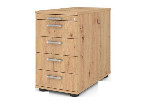 Standcontainer, 4 Schübe, 1/3/3/3/3 HE, Chromgriff, 428 x 800 x 720 mm, asteiche-0