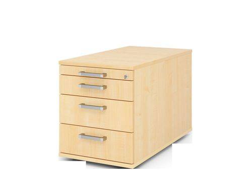 Rollcontainer, 3 Schübe, 1/2/3/3 HE, Chromgriff, 428 x 800 x 512 mm, ahorn-0
