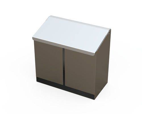 Reinraum-Spenderbox aus Edelstahl, mit Deckel, Füllstandsanzeige mit Entnahmeöffnung, 320x160x260 mm-0