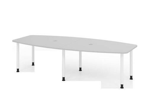 Konferenztisch, Tonnenform, Sechs-Fuß-Gestell, 2800 x 1300 x 720 mm, grau/weiß-0
