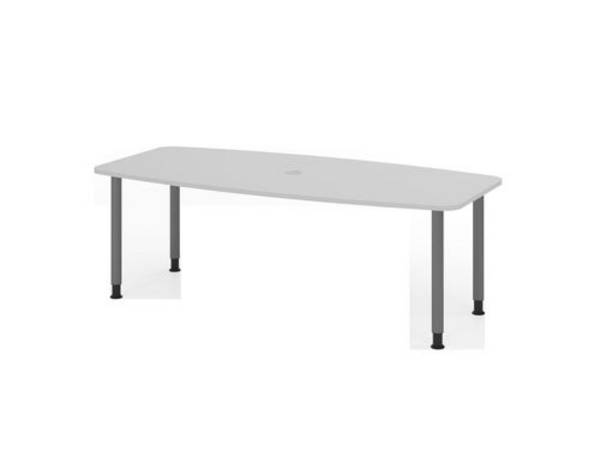 Konferenztisch, Tonnenform, Vier-Fuß-Gestell, 2200 x 1030/830 x 720 mm, grau/graphit