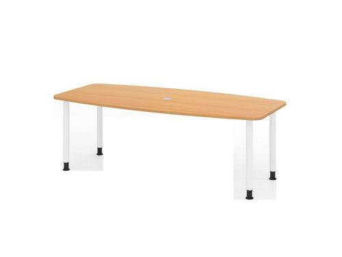 Konferenztisch, Tonnenform, Vier-Fuß-Gestell, 2200 x 1030/830 x 720 mm, buche/weiß-0