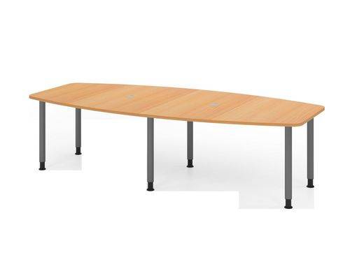 Konferenztisch, Tonnenform, Sechs-Fuß-Gestell, 2800 x 1300 x 720 mm, buche/graphit-0