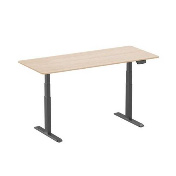 Höhenverstellbarer Schreibtisch, elektrisch, Stahl/DBS, 1800 x 750 mm, schwarz/Ahorn