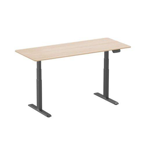 Höhenverstellbarer Schreibtisch, elektrisch, Stahl/DBS, 1800 x 750 mm, schwarz/Ahorn-0
