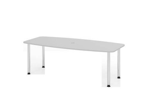 Konferenztisch, Tonnenform, Vier-Fuß-Gestell, 2200 x 1030/830 x 720 mm, grau/chrom-0