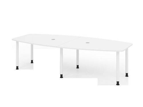 Konferenztisch, Tonnenform, Sechs-Fuß-Gestell, 2800 x 1300 x 720 mm, weiß/weiß-0