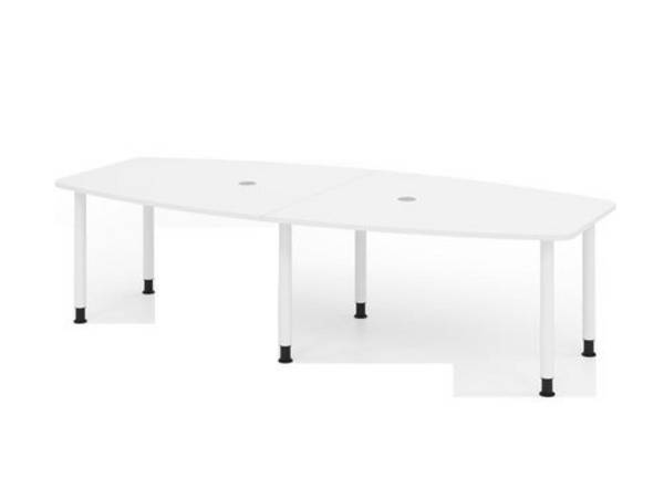 Konferenztisch, Tonnenform, Sechs-Fuß-Gestell, 2800 x 1300 x 720 mm, weiß/weiß