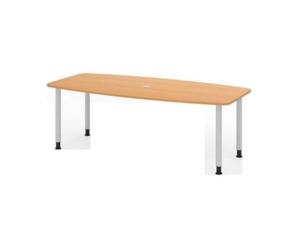 Konferenztisch, Tonnenform, Vier-Fuß-Gestell, 2200 x 1030/830 x 720 mm, buche/silber