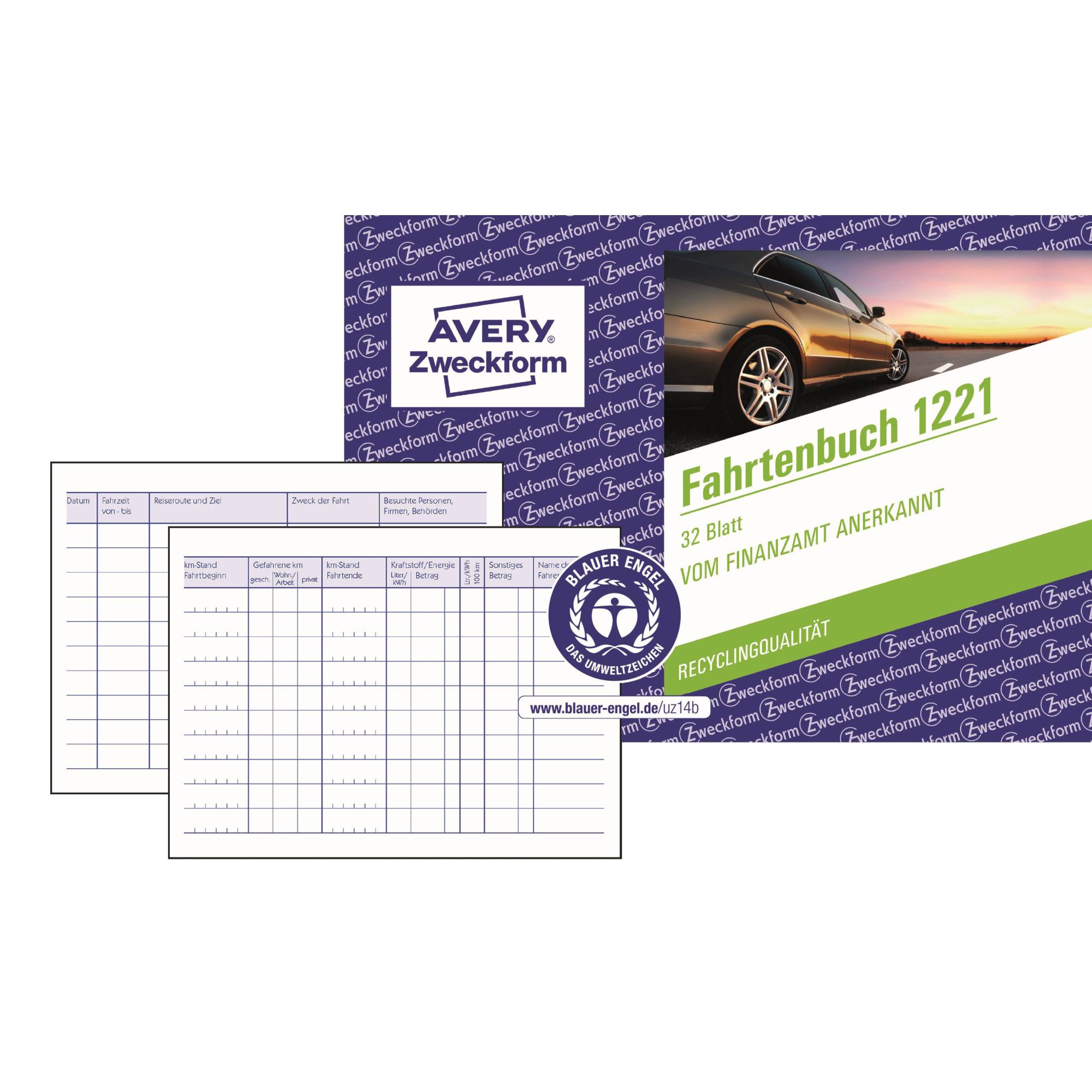 Avery Zweckform Fahrtenbuch 1221 A6 32Blatt-0
