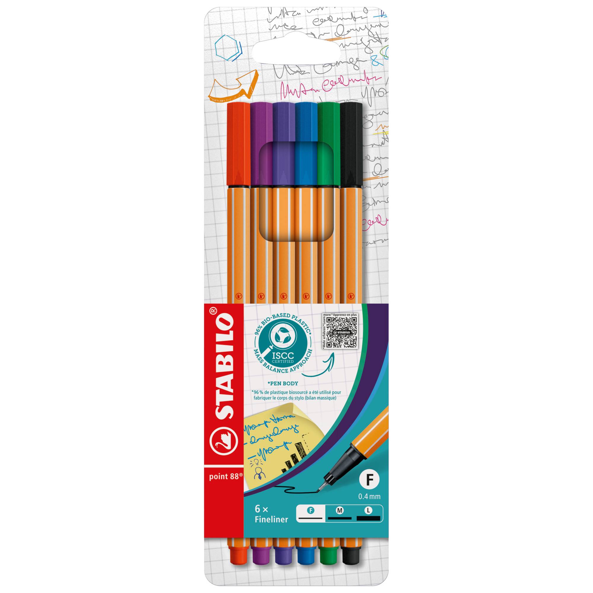 Fineliner point 0,4mm farbig sortiert 6 St.-0