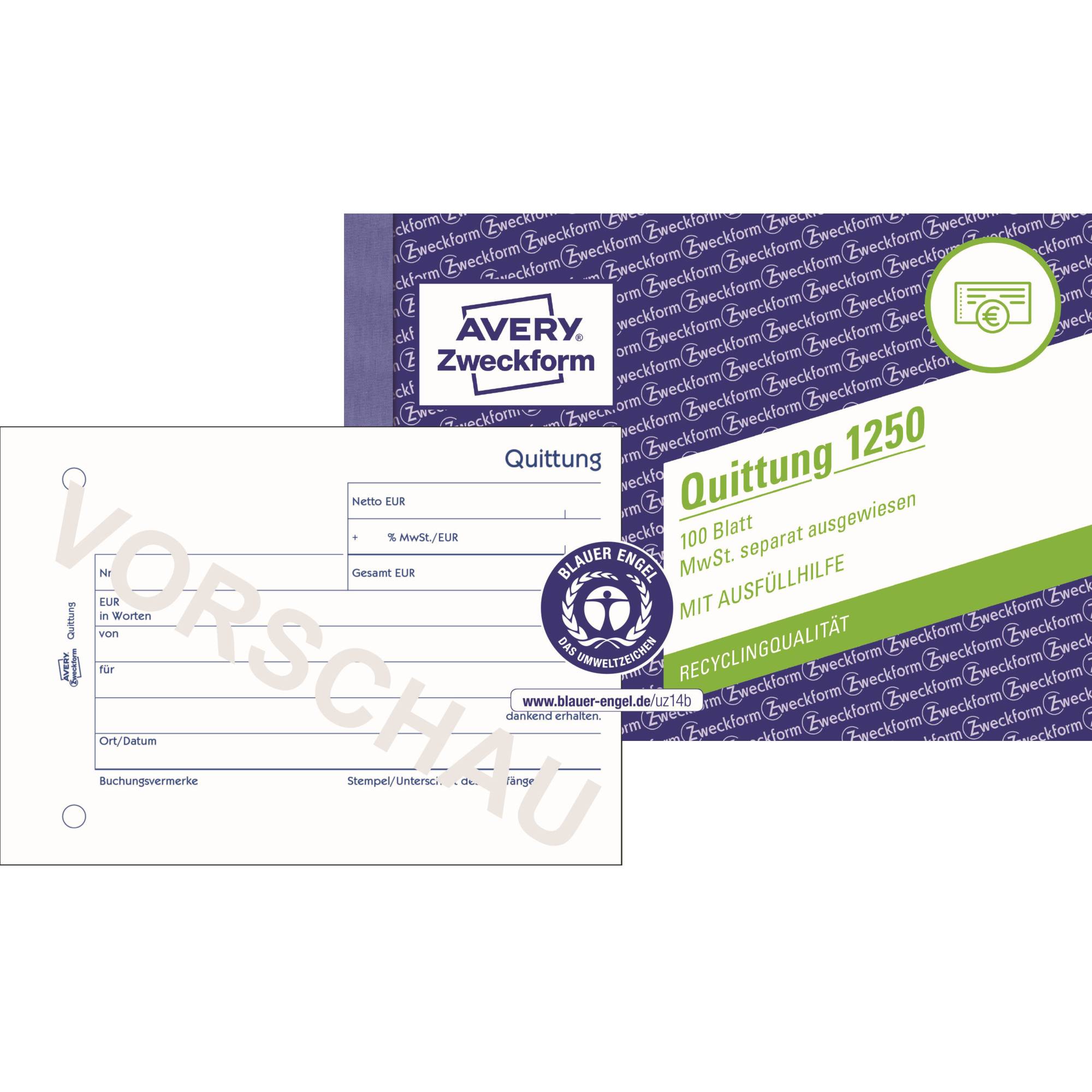 Quittung DIN A6 quer 100Blatt - Artikel: 114064000-0