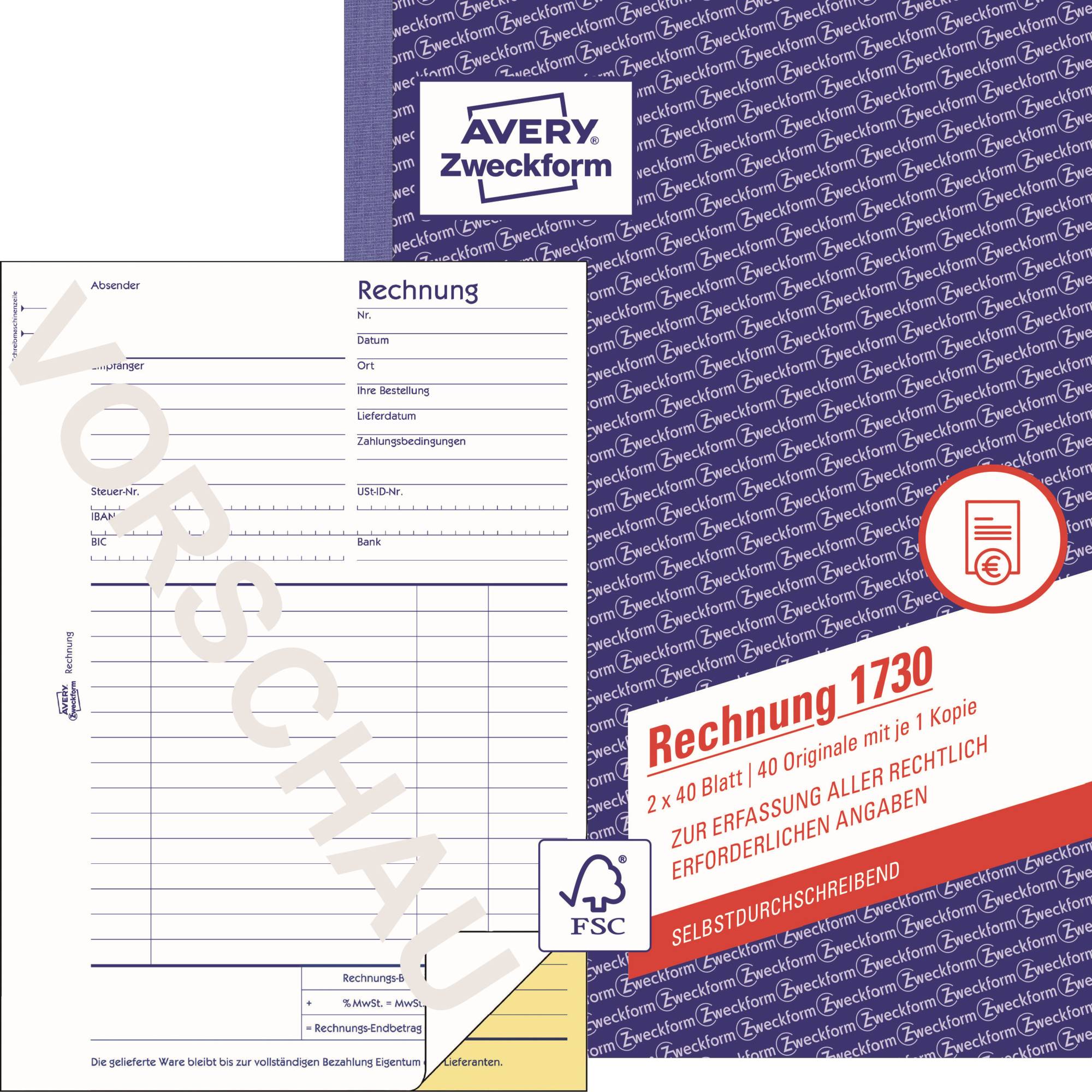 Rechnung DIN A5 2x40Blatt - Artikel: 114026300-0