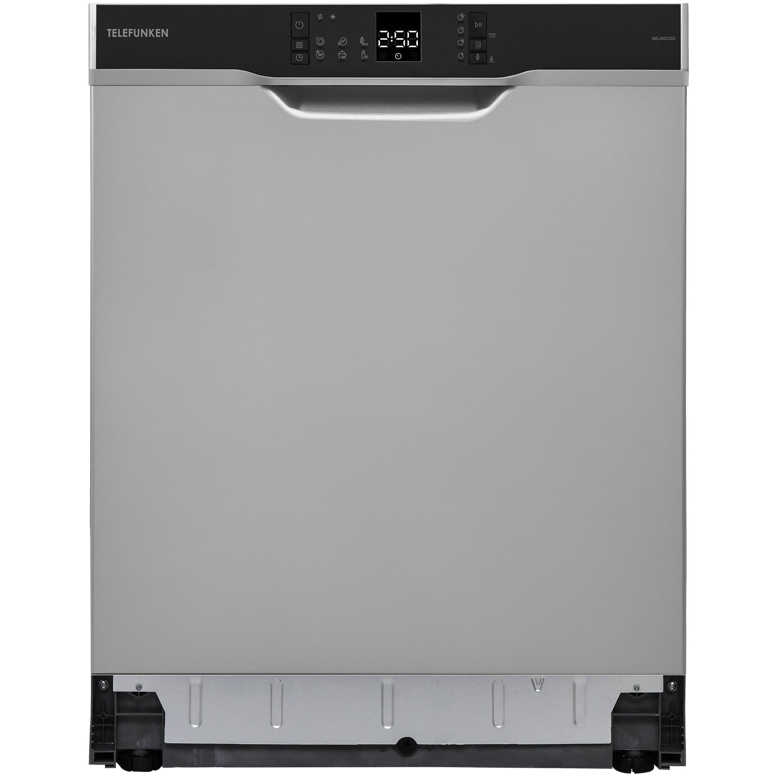 Telefunken Geschirrspüler Unterbau 60 cm, Spülmaschine Silber, 12 Maßgedecke, 6 Programme, AquaStop, 45 dB, GEU6012DI-0