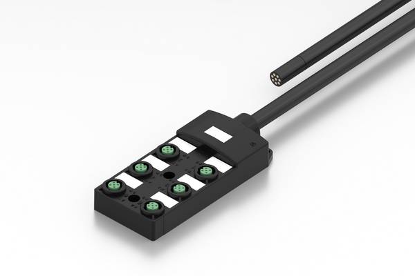item Sensor/Aktor-Verteilerbox M12 3P 6 Steckplätze A-kodiert, schwarz, Liefereinheit: 1 Stück