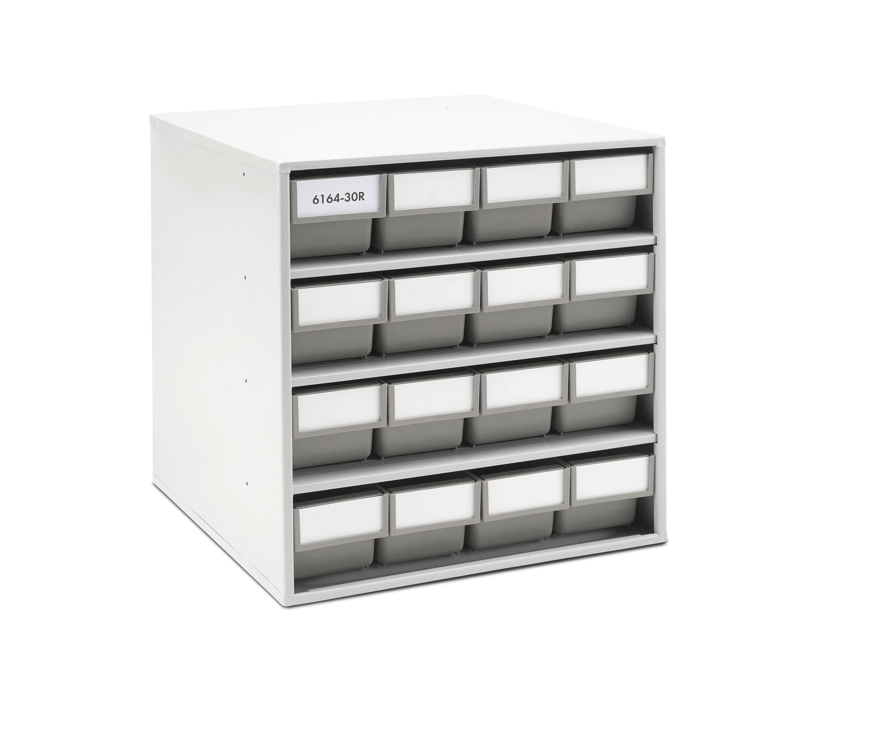 Treston ReBOX-Magazin 6164-30R mit 16 Schubladen aus recyceltem Polypropylen, grau. BxTxH 400x400x395 mm-0