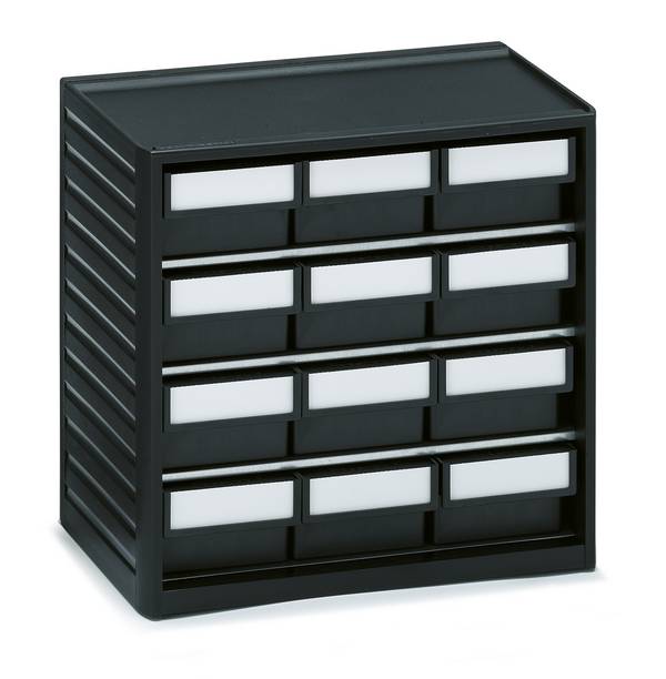 Treston Kleinteilemagazin 294-4ESD, inklusive 12 ESD-Schubladen L-64-4ESD, schwarz, BxTxH 310x180x290 mm