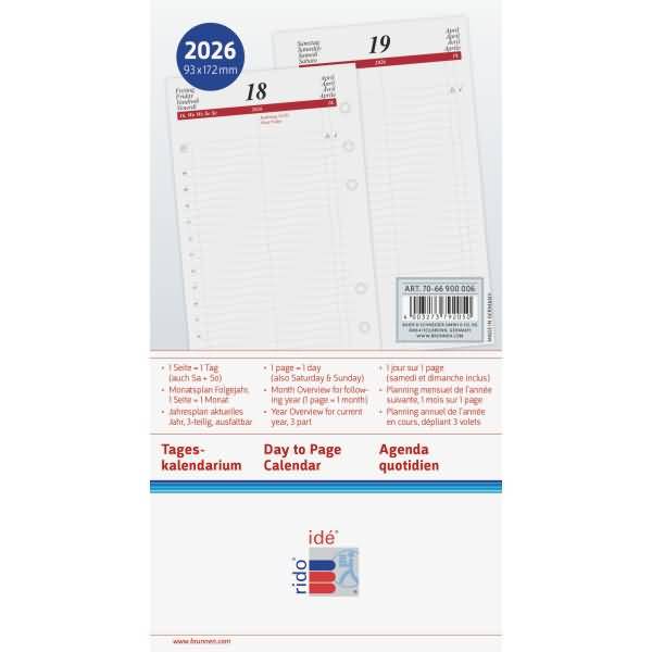 Tageskalendarium Timing 2 1 Tag/Seite 9,3x17,2cm 2026-0