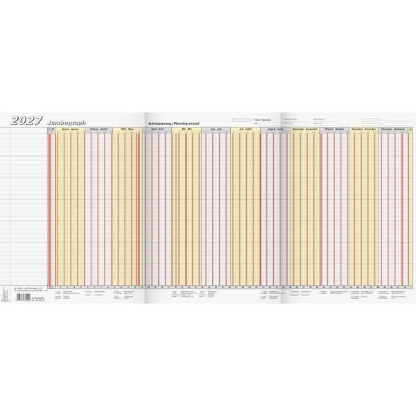 Urlaubsplaner Jumbograph 64,7x29,7cm 1 Seite = 12 Monate leporellogefalzt 2027