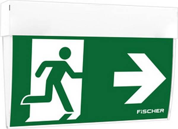 Fischer LED-Rettungszeichenleuchte EB 3/8h,27m,IP41 F1-U383AT2.V5 230 V, 27 m, 3 h, 50 mm, 188 mm