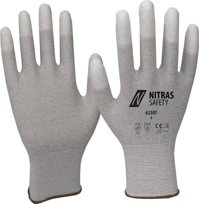 Handschuhe Gr.10 grau/weiß EN 388,EN 16350 PSA II-0