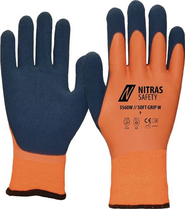 Kälteschutzhandschuh SOFT GRIP W Gr.8 orange/dunkelblau EN 388,EN 511 PSA II