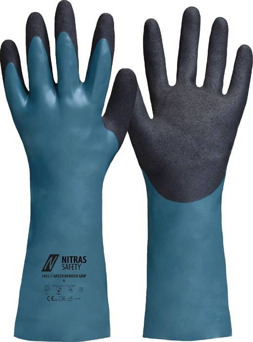 Chemiehandschuhe Green Barrier Grip Gr.10 grün/schwarz EN 388,EN 374