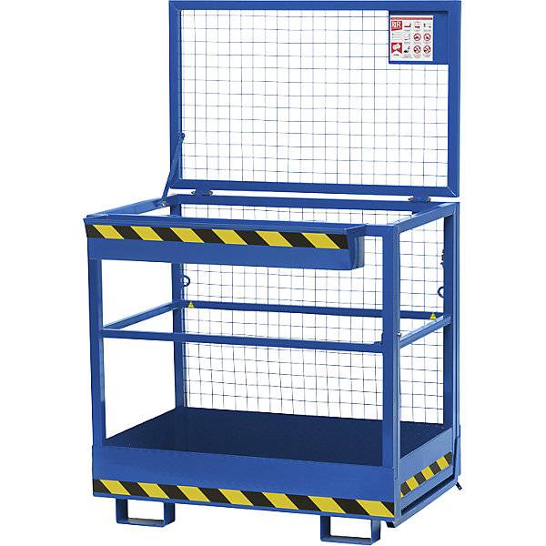 Arbeitskorb Typ RAK Aufnahme breite Seite ohne Rollen enzianblau RAL 5010. RR Industrietechnik GmbH 83898749-0